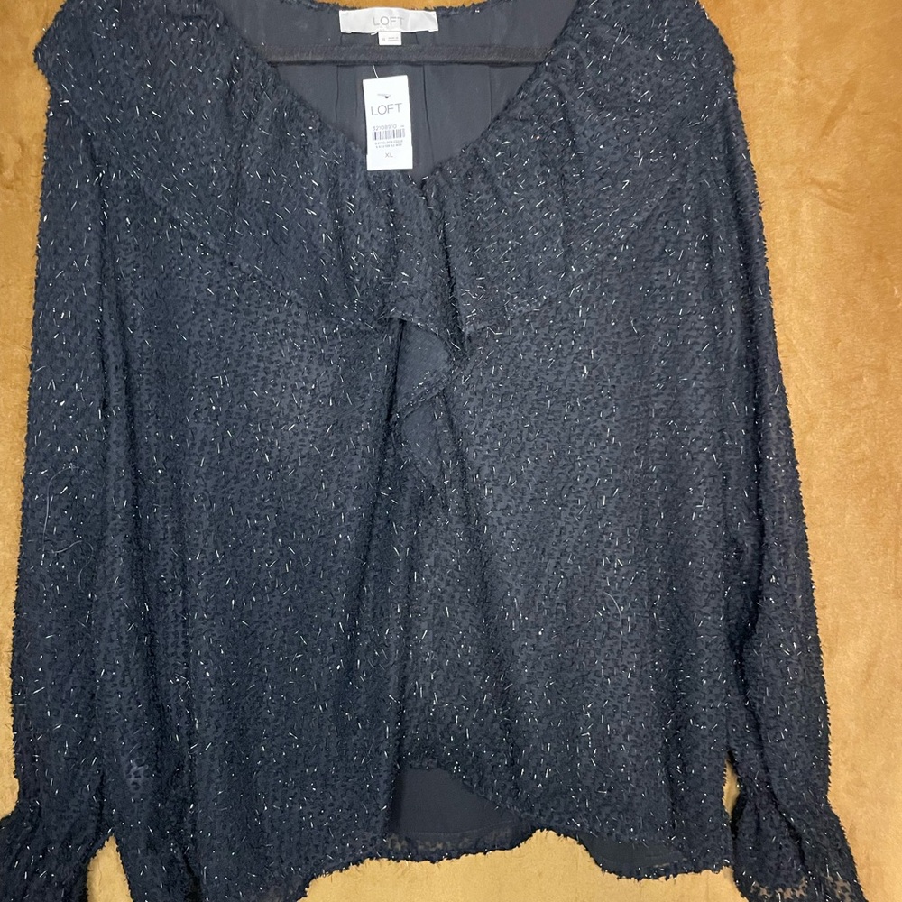 LOFT Women's Black Textured Top